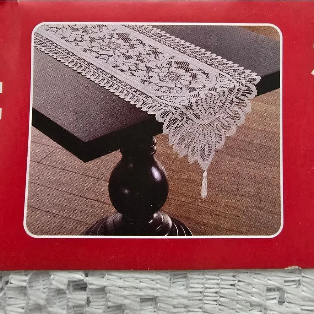 Holiday Vintage Style Christmas White Lace Table Runner, 13